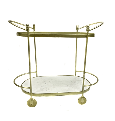 Trolley Oval shape Gold Marble/Glass top