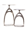 Equestrian Stirrup table S Raw ant. Nickle