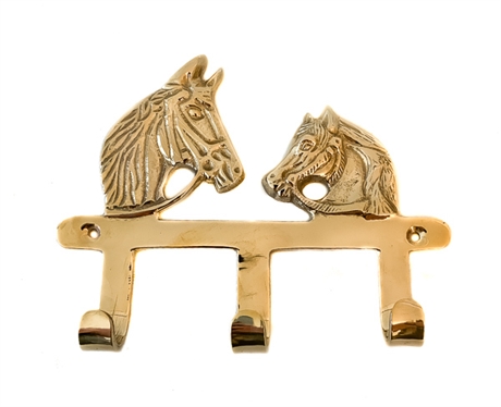 Equestrian 2 Hook Horse Brass