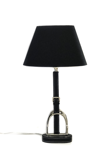 Equestrian Table Lamp Leather String Black