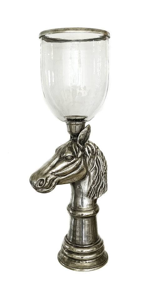 Equestrian Horse Candleholder with Glass