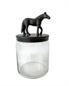 Glas Jar with Horse black