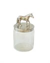 Equestrian Glass Jar w Horse nickle