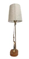 Equestrian Table Lamp Leather String Cognac